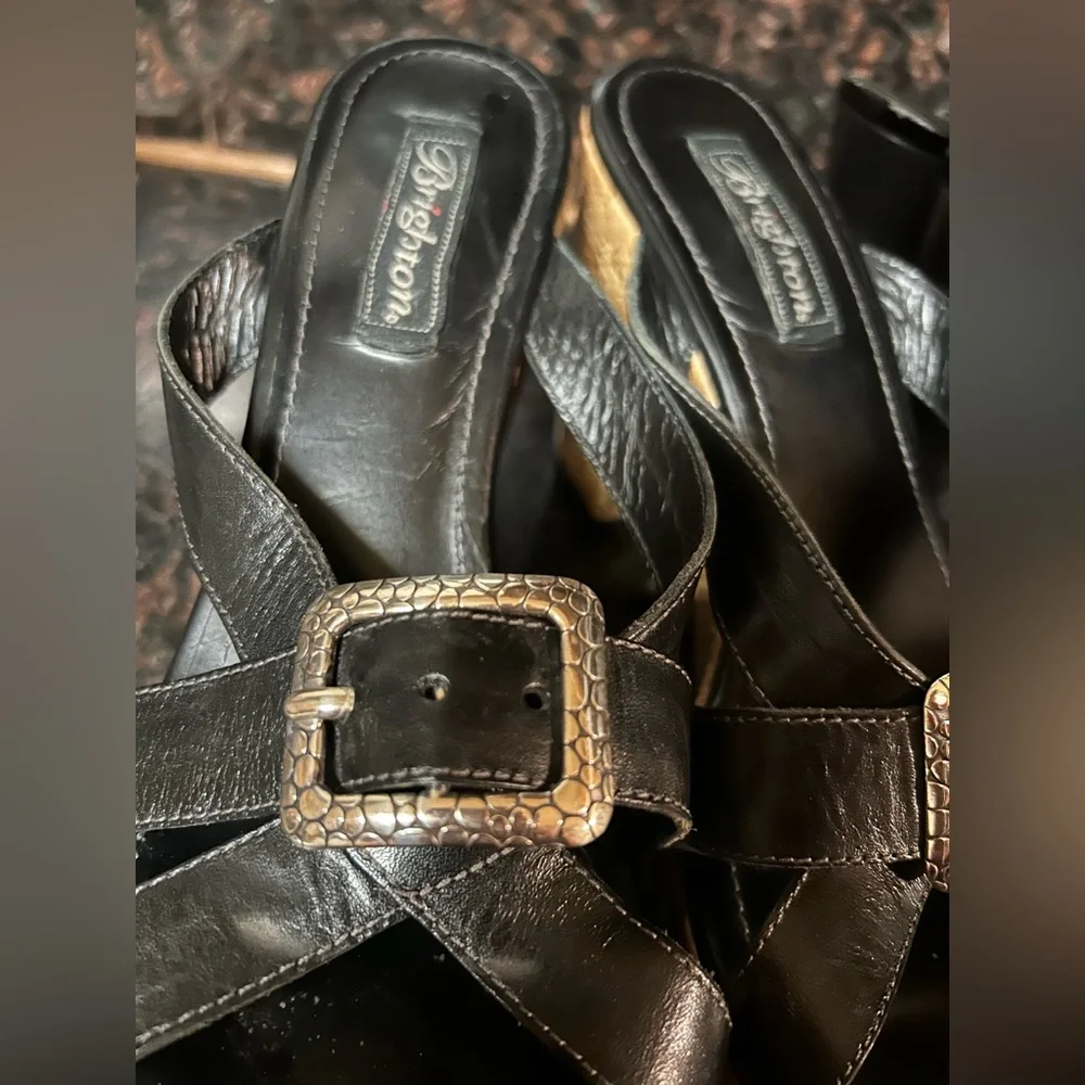 2 pair vintage Y2K Brighton leather heeled sandals 10